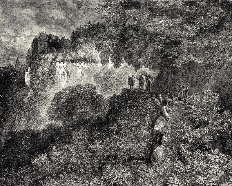 'La Belle au bois dormant' second of six engravings by Gustavo Doré